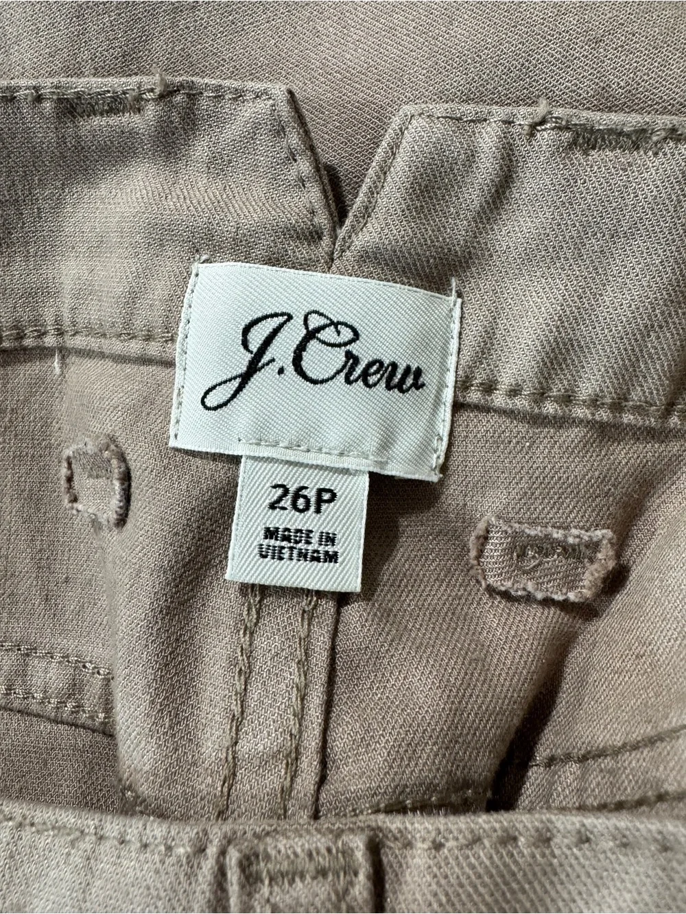 WP123 {J. Crew} Short Tan Beige Light Brown Twill Straight Leg Cargo Pants